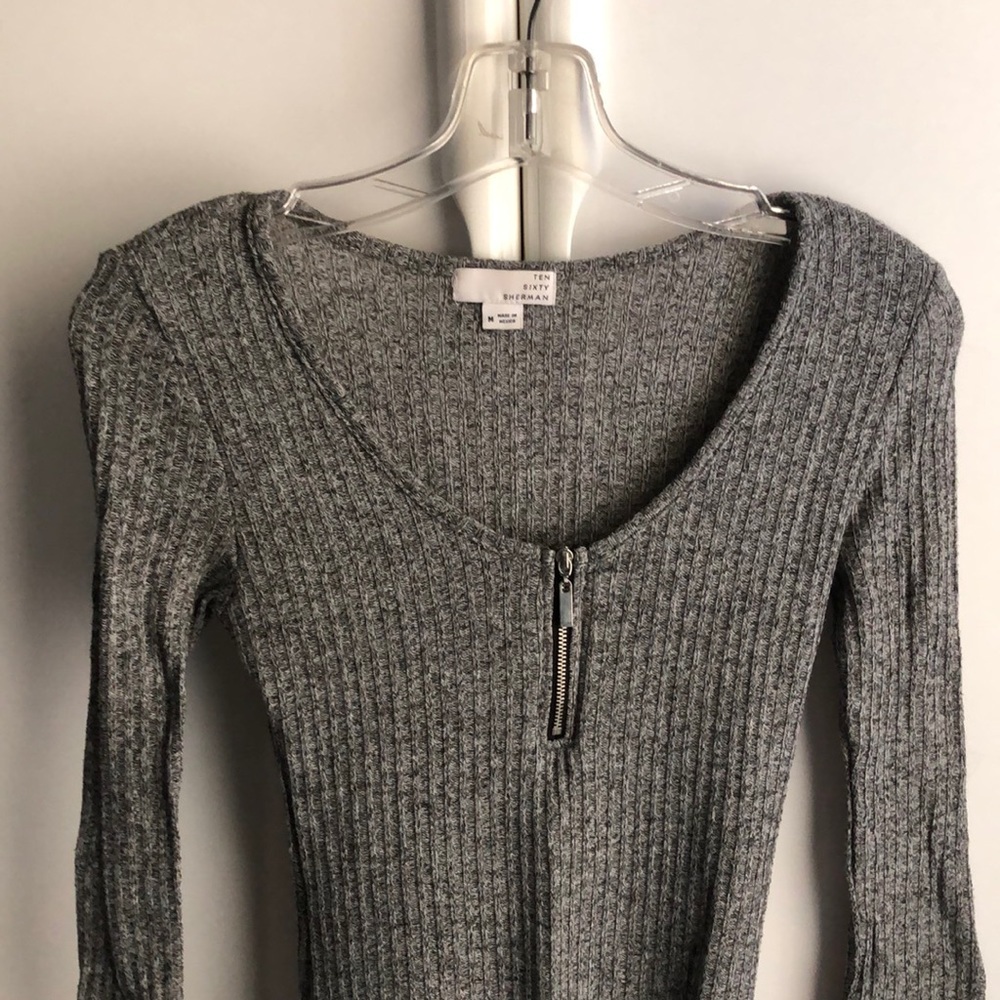 Grey front zipper bodysuit!!